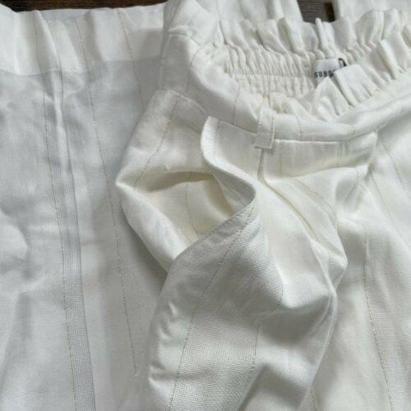Suboo Nadia Revolve High Waist Wide Leg Pants NWT Ivory/Gold Stripe Size 6 - Picture 11 of 11